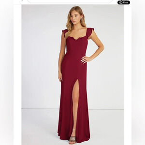 Azazie burgundy Bridesmaid Arela Dress
